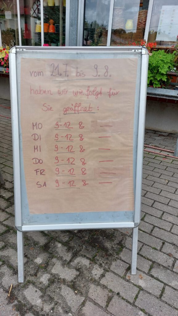 Änderung Öffnungszeten