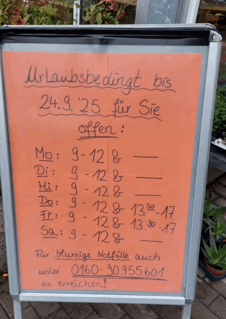 Öffnungszeiten Blumenlade